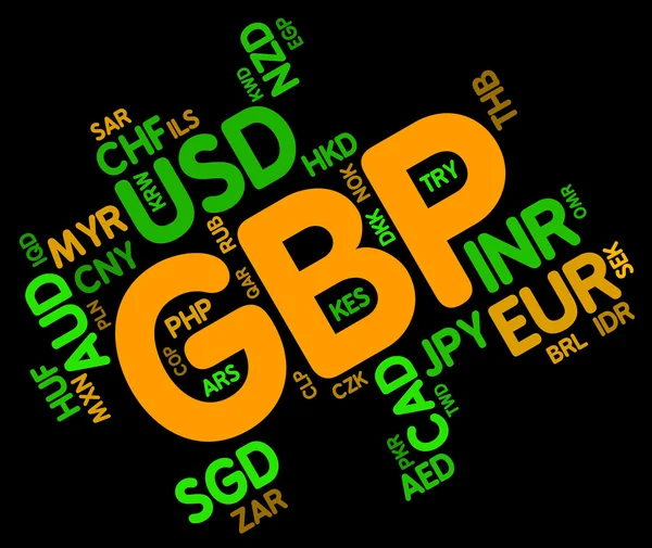 Gbp Moneda indica gran libra británica y monedas —  Fotos de Stock