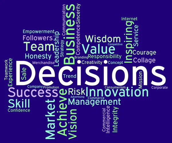 Decision Words Represents Choosing Choices And Wordcloud — Stock Photo, Image