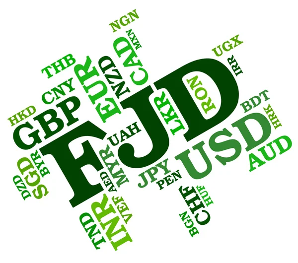 Fjd Currency Indicates Fiji Dollar And Banknotes — Stock Photo, Image