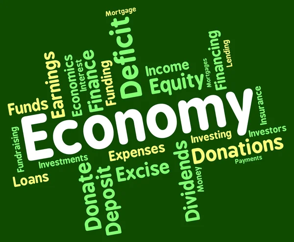 Economie Word tekst bezuinigen en economieën vertegenwoordigt — Stockfoto