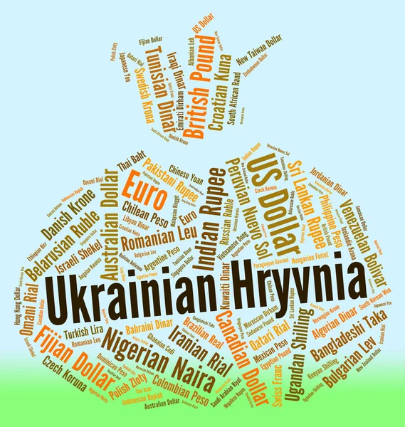 Hryvnia ucraniana representa moeda estrangeira e moedas — Fotografia de Stock