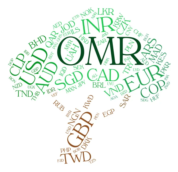 Omr Valuta Indica Omani Rials e stranieri — Foto Stock