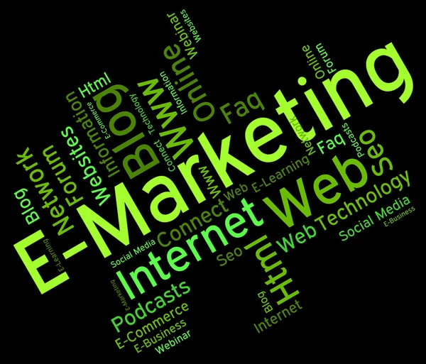 Palabra de Emarketing muestra World Wide Web e Internet —  Fotos de Stock