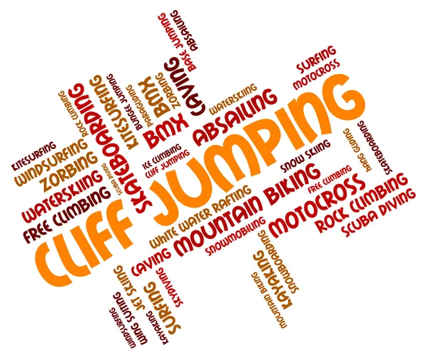 Cliff Jumping mostra alta Wordcloud e palavras — Fotografia de Stock