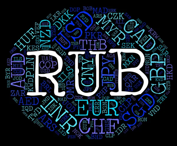 Rub Currency Shows Worldwide Trading And Currencies — Stock Photo, Image