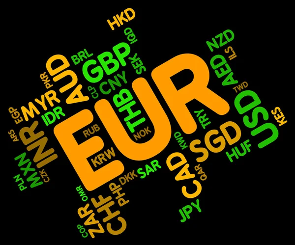 Euro Word Indicates Foreign Currency And Coin — Stock Photo, Image
