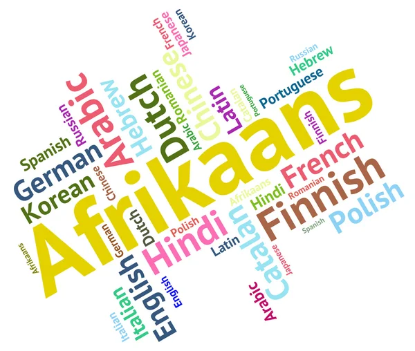 Африкаанс слово представляє іноземна мова і комунікація — стокове фото