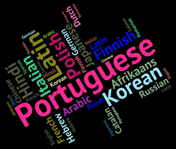 Portuguese Language Represents Speech Translate And Vocabulary — Stock Photo, Image