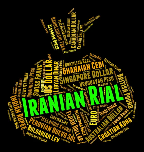 Iranian Rial Shows Exchange Rate And Coinage — Stock Photo, Image