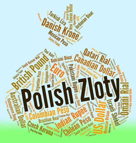 Lengyel Zloty mutatja a pénznemeket és átváltási árfolyamok — Stock Fotó