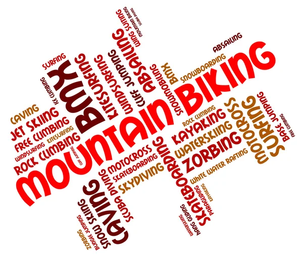 Mountain Bike Indica Equitação de Texto e Paisagem — Fotografia de Stock