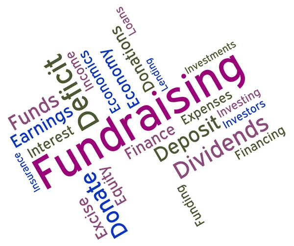 Palabra de Recaudación de Fondos Representa Contribución Donación y Dar —  Fotos de Stock