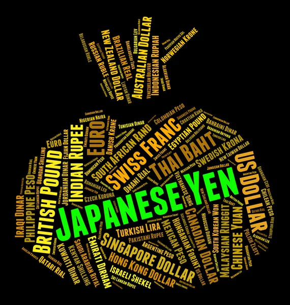 Japanese Yen Represents Worldwide Trading And Coin — Stock Photo, Image