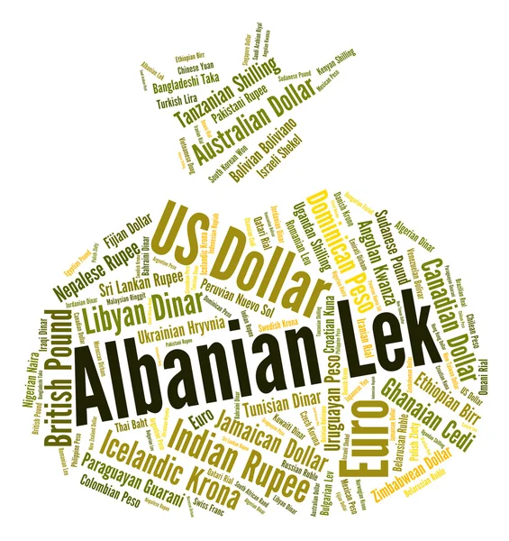 Albanian Lek Means Currency Exchange And Banknote — Stock Photo, Image