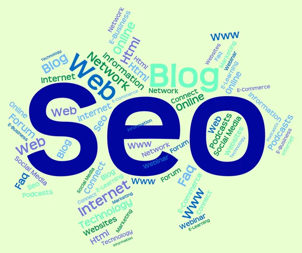 Seo Word Mostra testo Web e ottimizzazione — Foto Stock