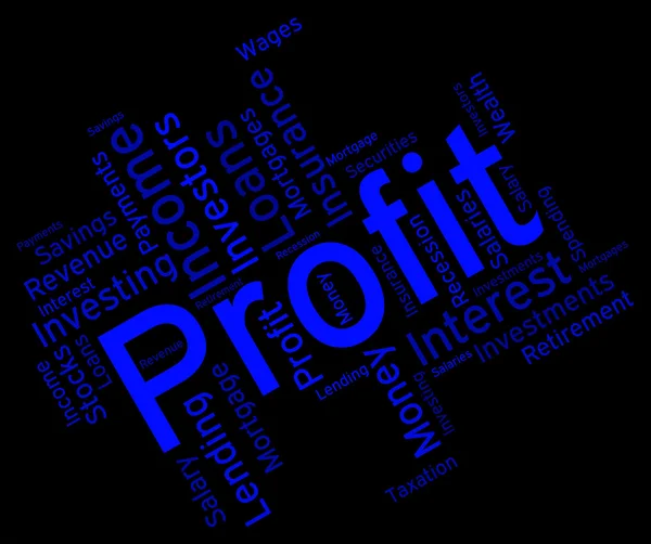 Profitwort bedeutet profitable Investition und Gewinne — Stockfoto