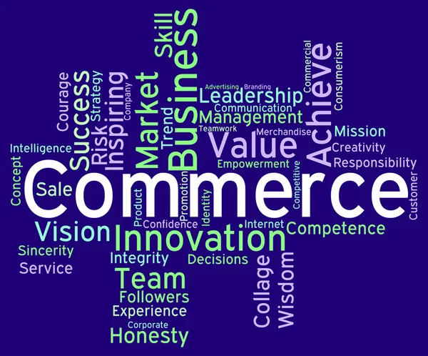 Le Parole Commerciali Rappresentano Vendita Commercio e E-Commerce — Foto Stock