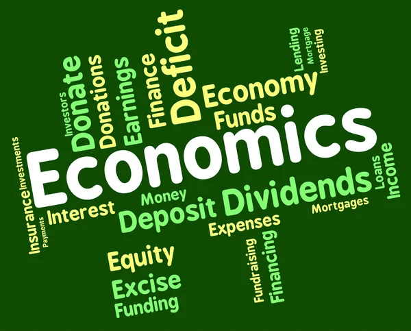 Economics Word muestra finanzas fiscales y económicas — Foto de Stock