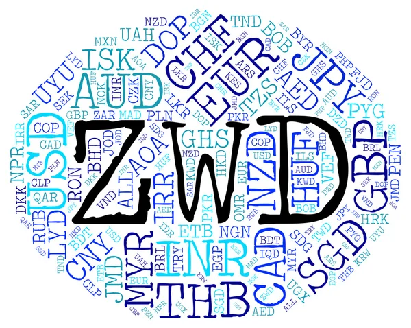 Zwd Currency Indicates Forex Trading and Dollar — стоковое фото