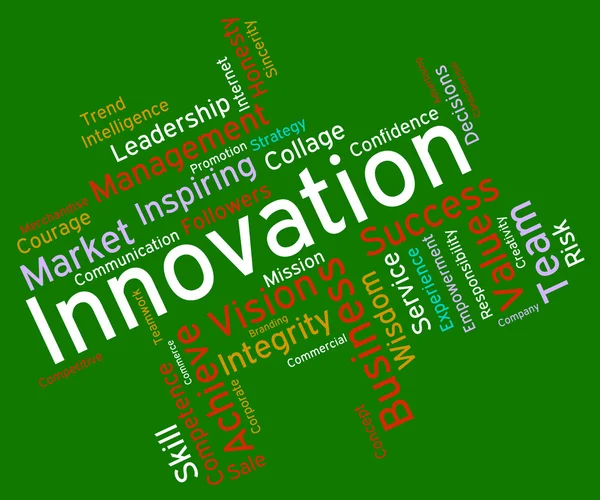 Palavras de inovação indica transformação criativa e inovadora — Fotografia de Stock