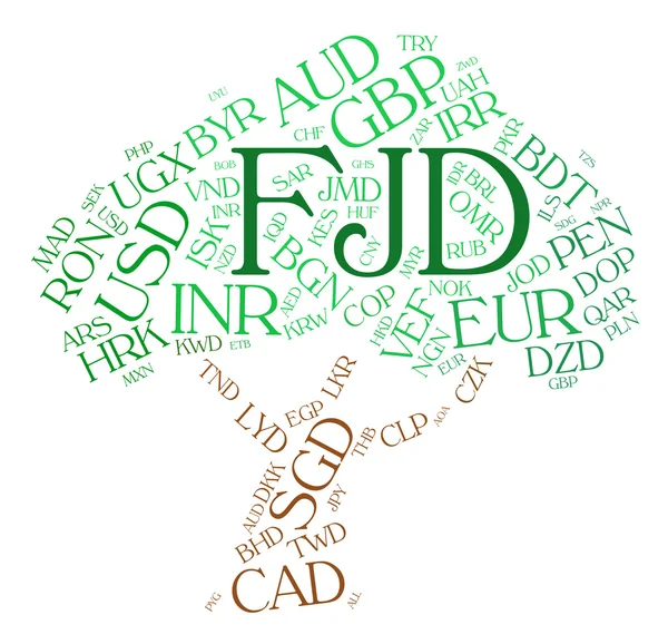 Fjd Currency Represents Foreign Exchange And Broker — Stock Photo, Image