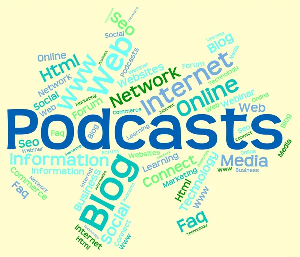 Podcast Word Represents Text Webcast And Broadcasting — Stock Photo, Image