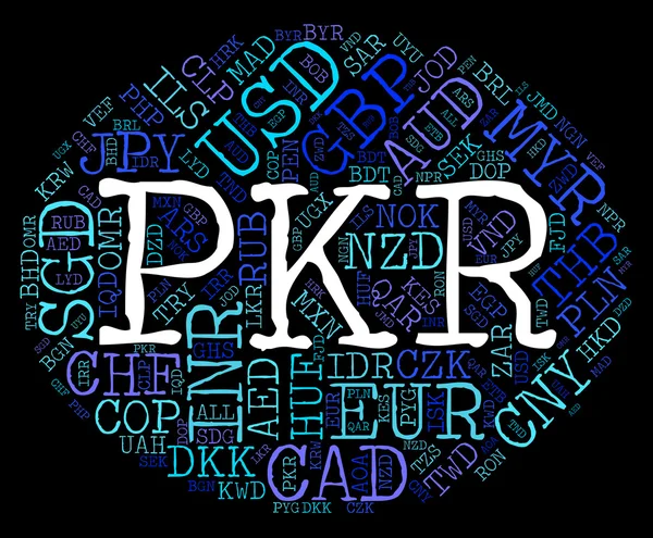 PKR valuta vertegenwoordigt Pakistan roepies en uitwisseling — Stockfoto