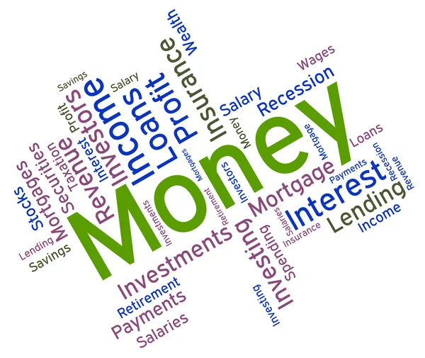 Money Word Means Wealthy Text And Finance — Stock Photo, Image