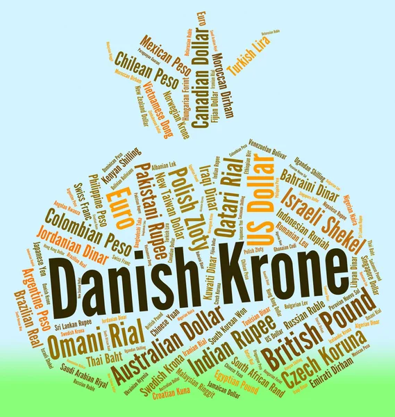 Danish Krone Represents Foreign Currency And Banknote — Stock Photo, Image