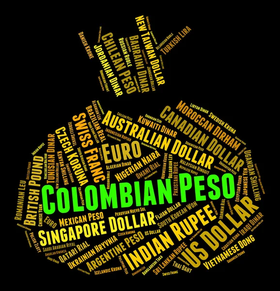 Colombian Peso Means Worldwide Trading And Coinage — Stock Photo, Image