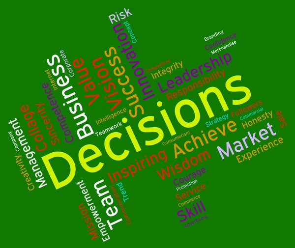 Decision Words Indicates Decided Wordcloud And Text — Stock Photo, Image