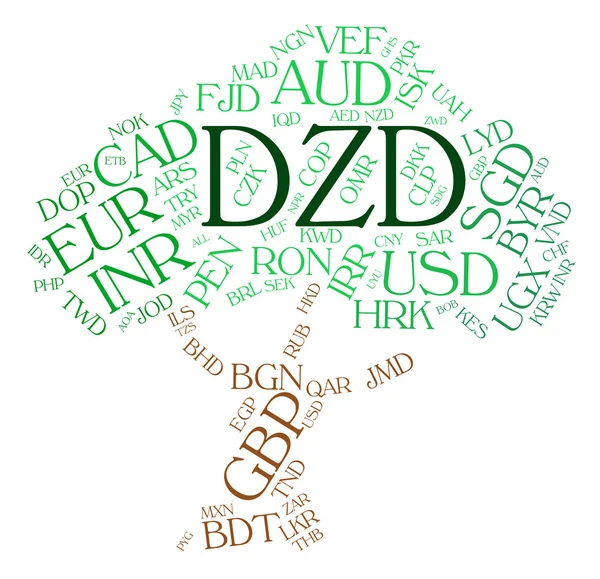 Dzd Currency Means Foreign Exchange And Algerian — Stock Photo, Image