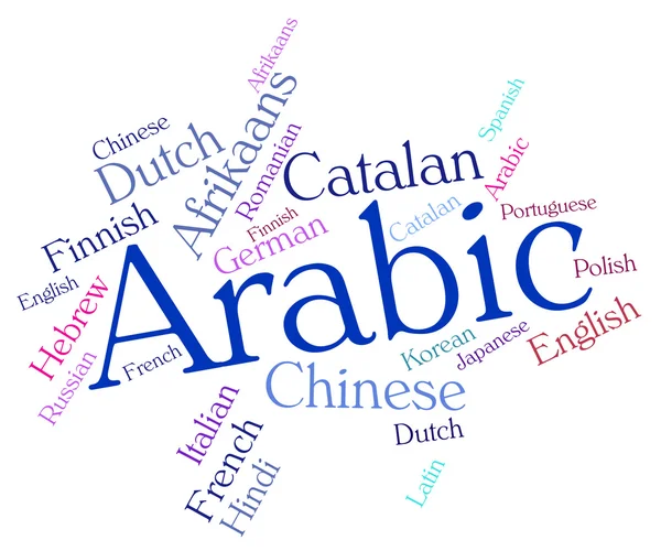 Arabische taal toont tekstwoorden en vertalen — Stockfoto