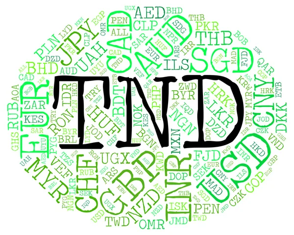 Tnd Currency Means Worldwide Trading And Exchange — Stock Photo, Image