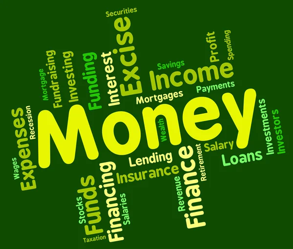 Geld-Wort steht für Spar-Wörter und Text — Stockfoto
