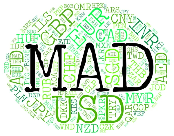 Mad Currency Means Worldwide Trading And Currencies — Stock Photo, Image
