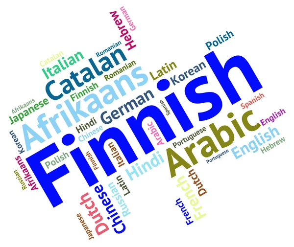 Фінські мови означає Lingo Wordcloud і Переклад — стокове фото