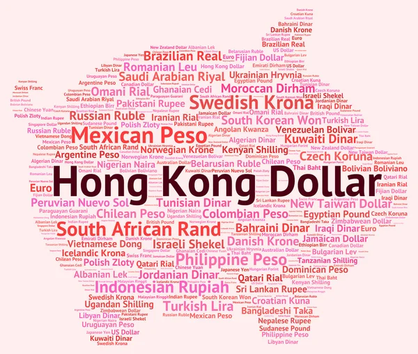 Hong Kong Dollar Shows Currency Exchange And Banknotes — Stock Photo, Image