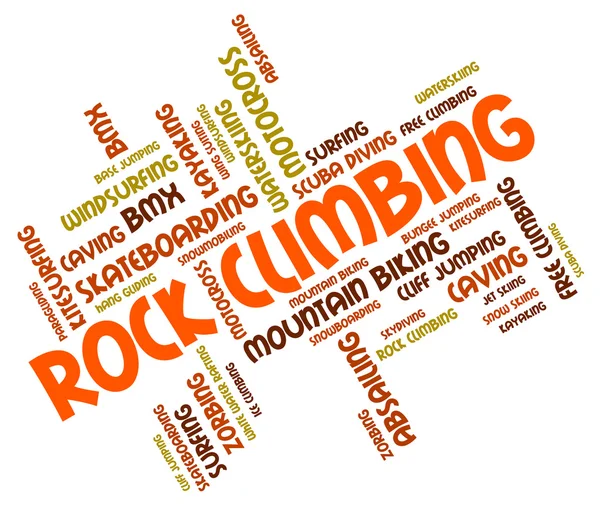 Rock Climbing Represents Text Rocks And Climber — Stock Photo, Image
