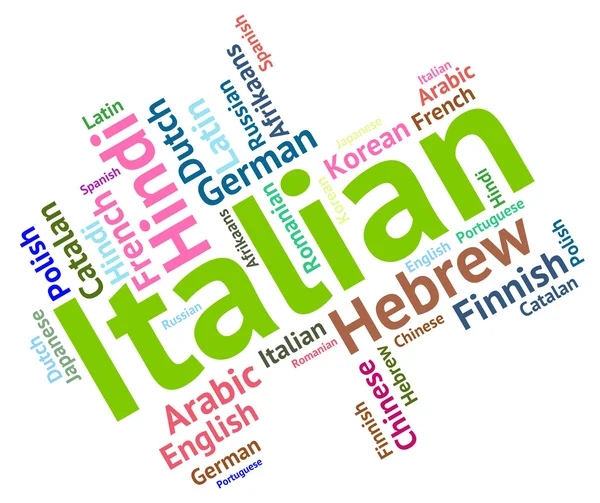 Lengua Italiana Indica Texto del Habla y Extranjero — Foto de Stock