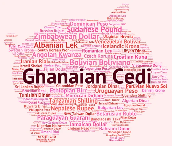 Ghanaian Cedi Indicates Currency Exchange And Coinage — Stock Photo, Image