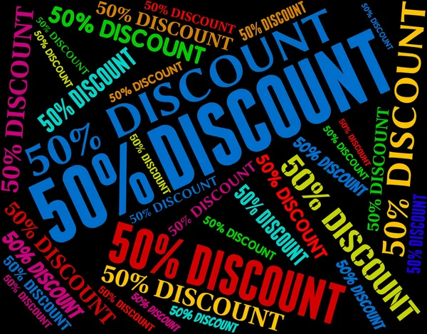 Fifty Percent Off Represents Promotional Savings And Words — Stock Photo, Image