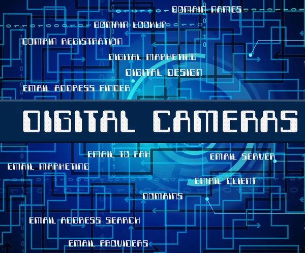 Digital Cameras Indicates Technology Video And Words — Stock Photo, Image