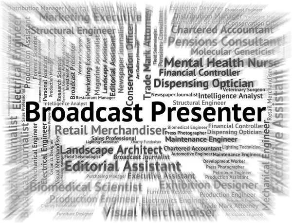 Presentador Broadcast Representa la Proclamación de Carrera y Difusión —  Fotos de Stock