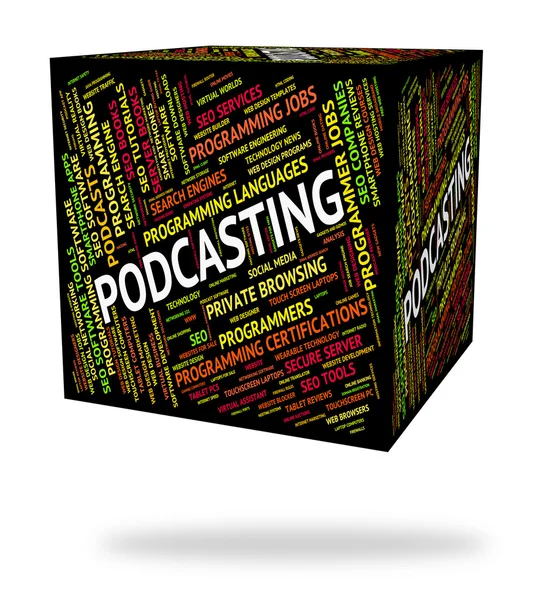 Podcasting Word Means Webcast Broadcasting And Broadcast — Stock Photo, Image