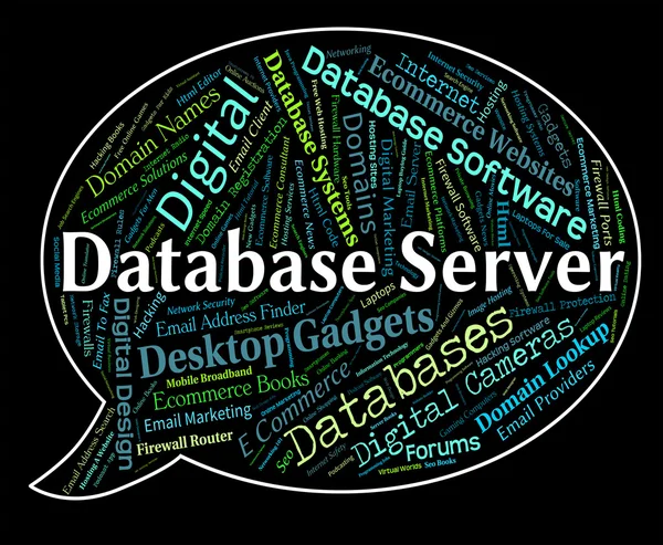 Serwer bazy danych pokazuje słowo sieci i baz danych — Zdjęcie stockowe