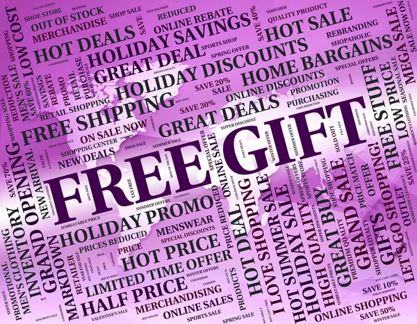 Free Gift Indicates With Our Compliments And Celebrate — Stock Photo, Image