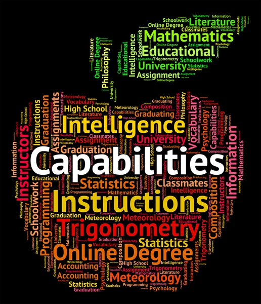 Capabilities Word Means Proficiency Words And Potential — Stock Photo, Image