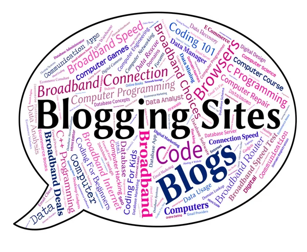 Sites de blog mostra a palavra do site e sites — Fotografia de Stock