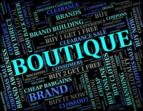 Boutique Word Means Commercial Activity And Apparel — Stock Photo, Image